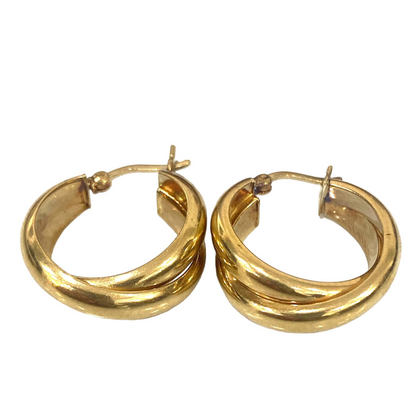 Yellow Gold Thick Braided Hoops - ESTATE