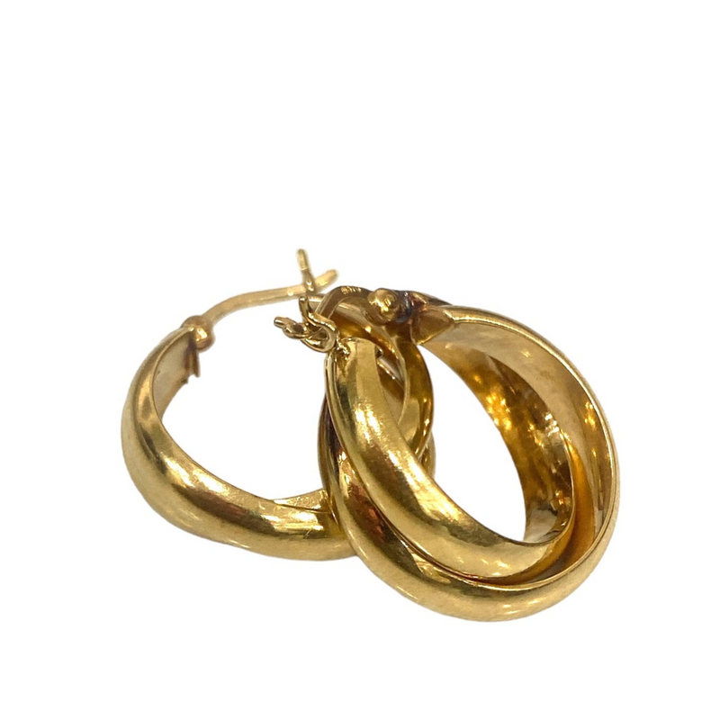 Yellow Gold Thick Braided Hoops - ESTATE