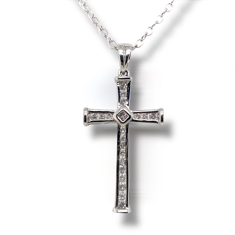 Diamond and White Gold Large Celtic Style Cross Pendant