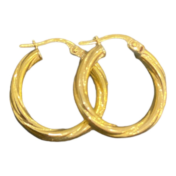 Yellow Gold Chunky Swirl Hoops - Estate