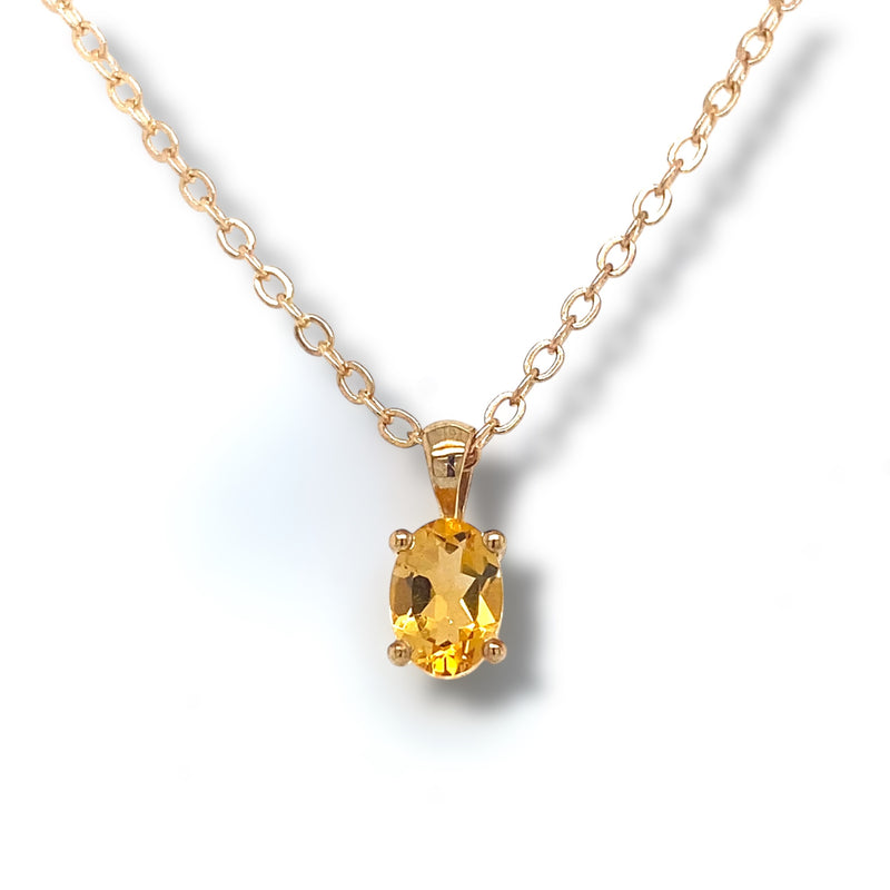 Oval Citrine 4 Claw Pendant