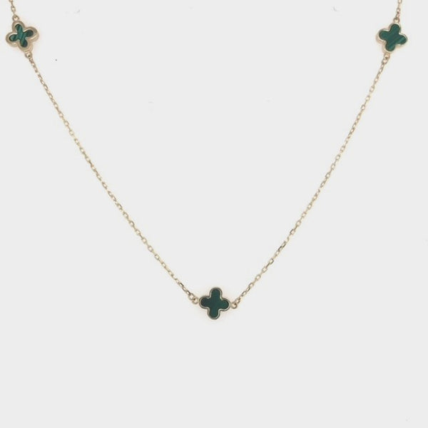 Malachite 3 Clover Gold Necklace
