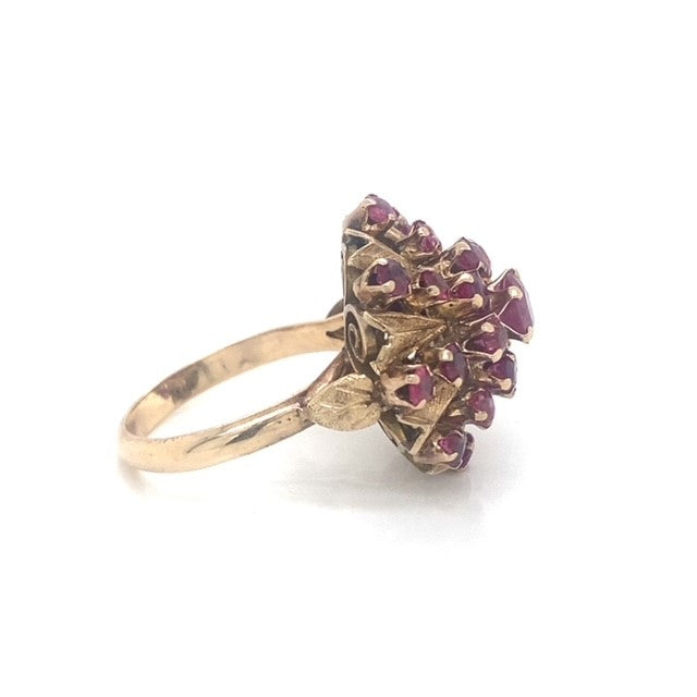 Art Deco Style Cluster Ruby Ring - Estate