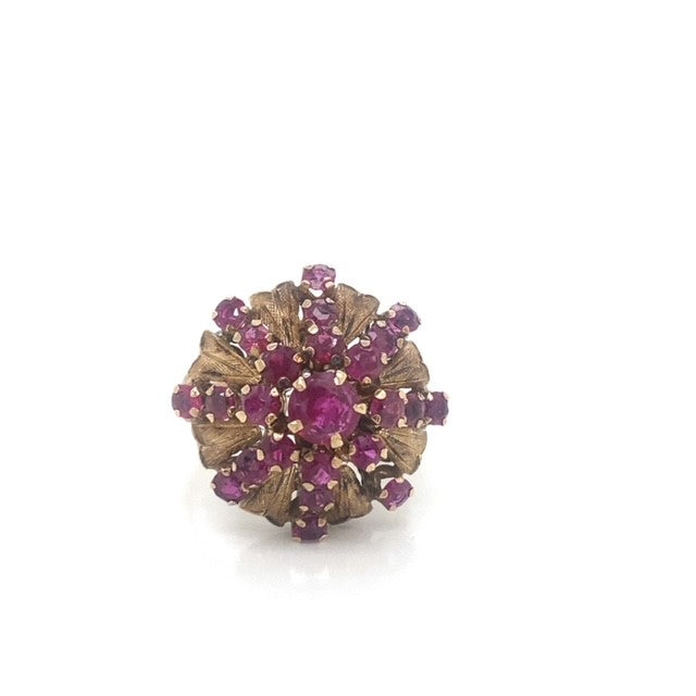 Art Deco Style Cluster Ruby Ring - Estate