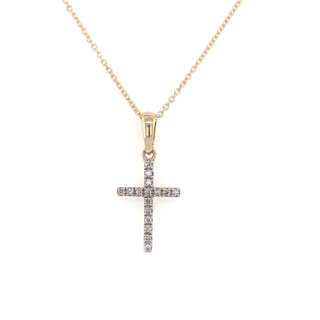 Yellow Gold and 0.08ct Diamond Cross