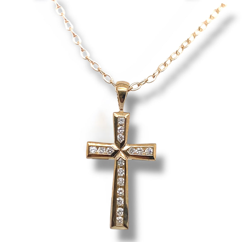 Yellow Gold and Diamond Cross Pendant