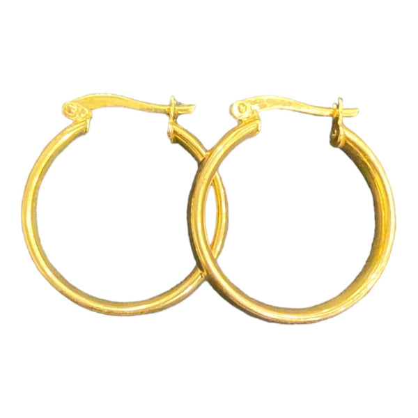 Small Yellow Gold Flat Edge Hoops - Estate