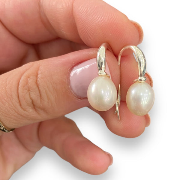 Oval Freshwater Pearl on Sterling Silver Earwire