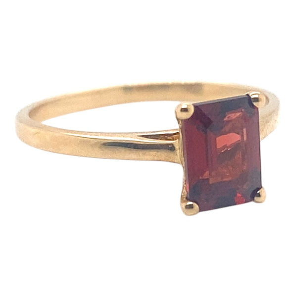 Emerald Cut Solitaire Genuine Garnet Ring