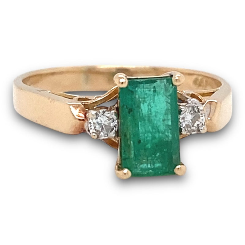 Natural Emerald and Diamond Dress Ring - Estate