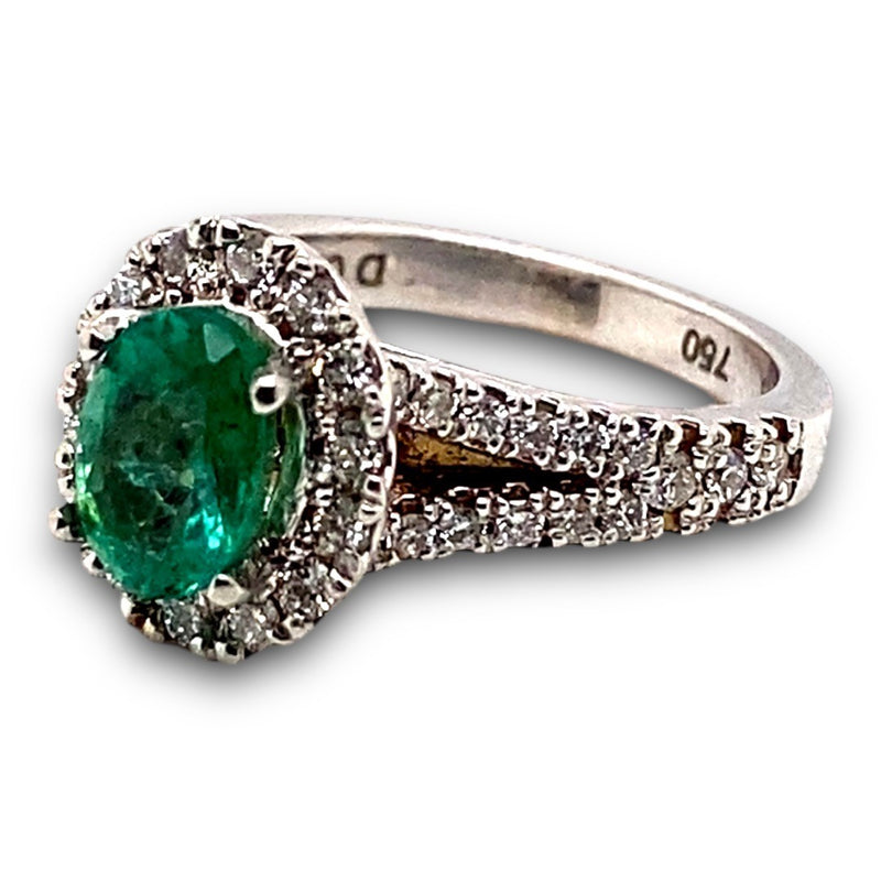 Oval Emerald and Diamond Ring