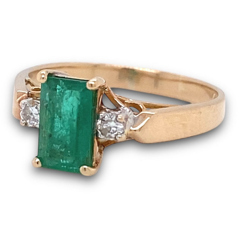 Natural Emerald and Diamond Dress Ring - Estate