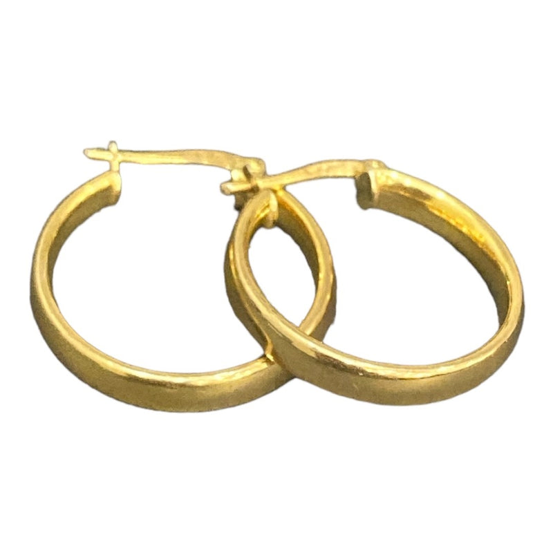 Large Yellow Gold Flat Edge Hoops - Estate