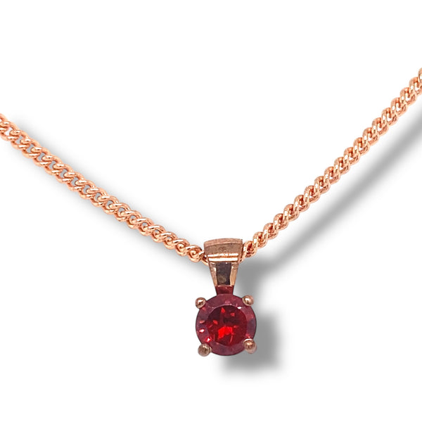 Rose Gold Round Garnet Pendant