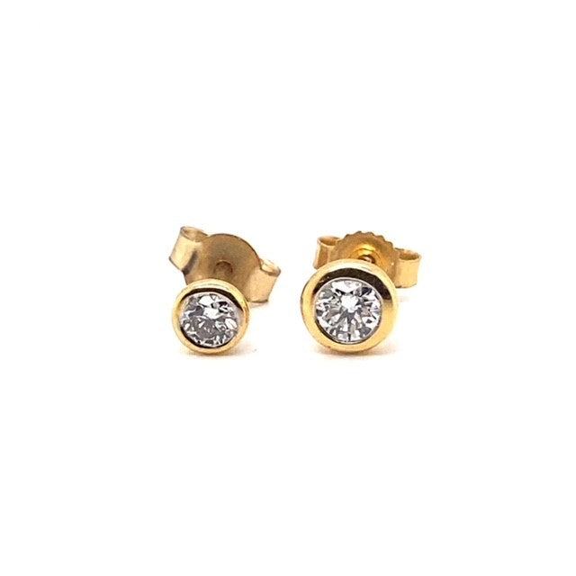 White Gold Bezel Set Diamond Earrings
