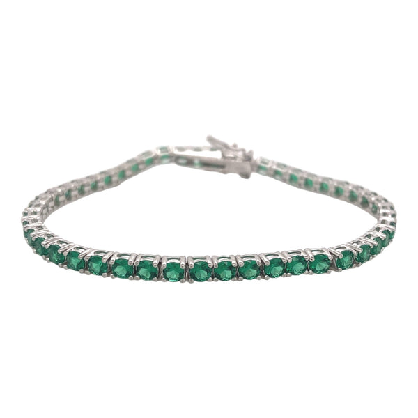 Sterling Silver and Coloured Cubic Zirconia Tennis Bracelet 17cm