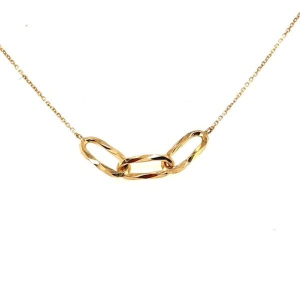 Yellow Gold Hollow Oval Necklace