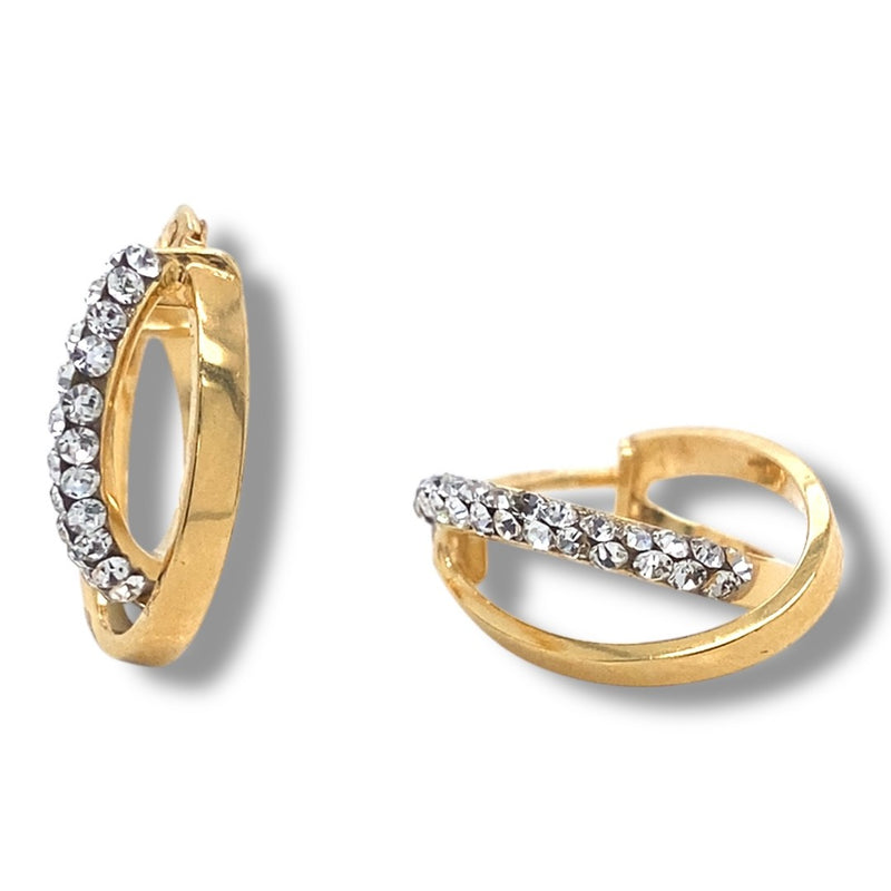 Silver Filled Gold and Cubic Zirconia Twist Hoops
