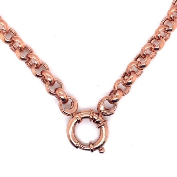 Thick Round Rose Gold Belcher Chain with Bolt Clasp - 45cm