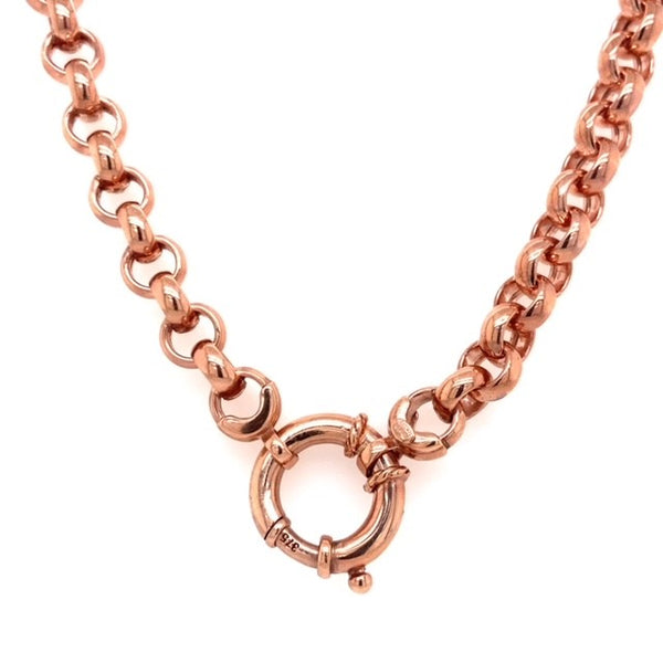 Thick Round Rose Gold Belcher Chain with Bolt Clasp - 45cm