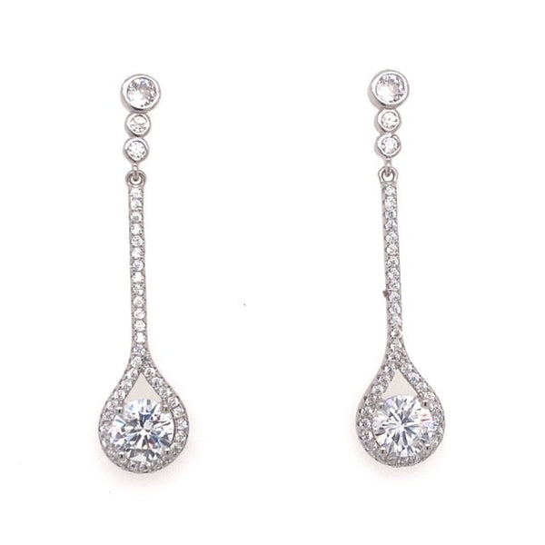 Dazzling Sterling Silver and Cubic Zirconia Drop Earrings