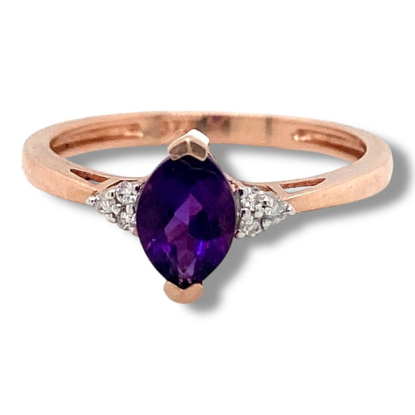 Marquee Amethyst and Diamond Ring