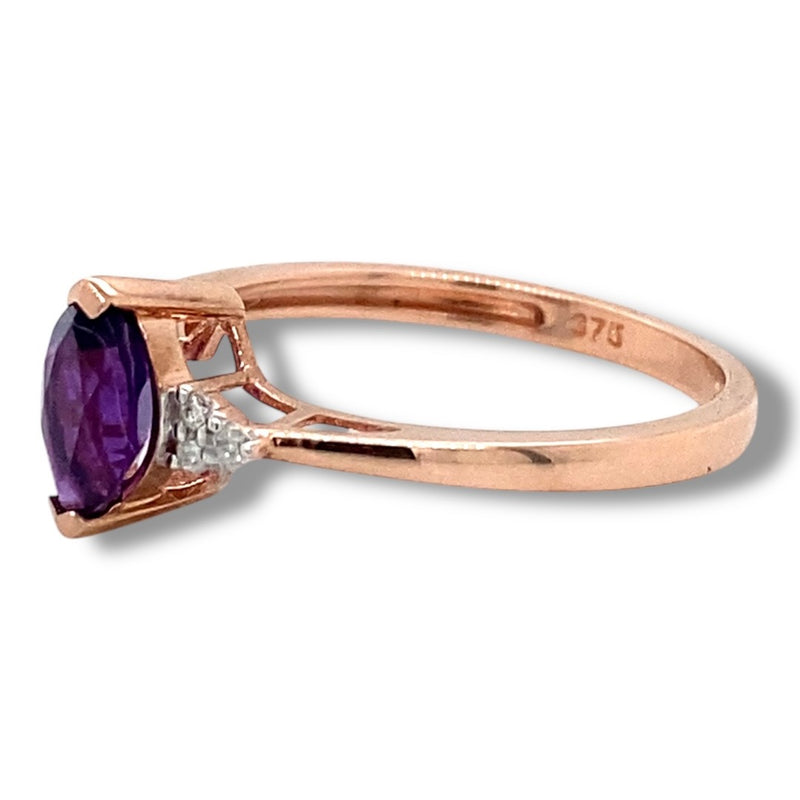 Marquee Amethyst and Diamond Ring