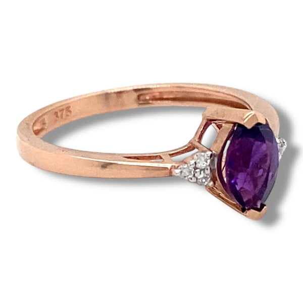 Marquee Amethyst and Diamond Ring