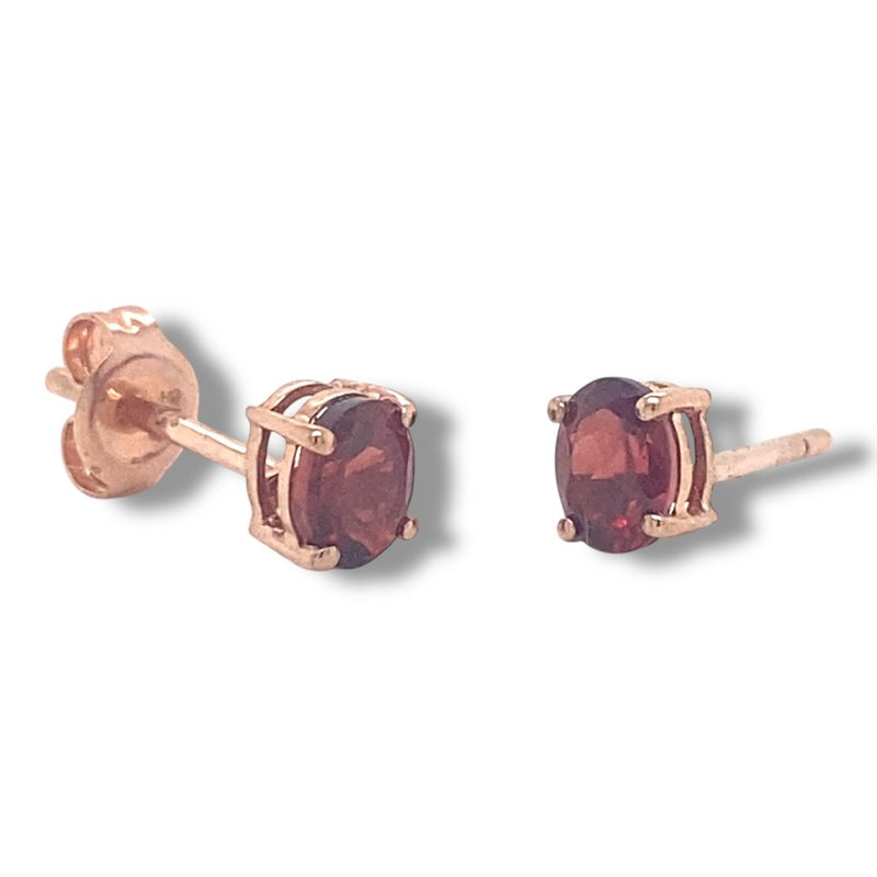 Oval Garnet Stud Earrings