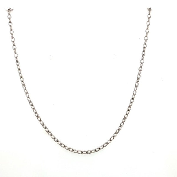 Sterling Silver Rhodium Plated Oval Belcher Chain - 40cm