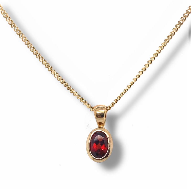 Bezel Set Oval Garnet Pendant