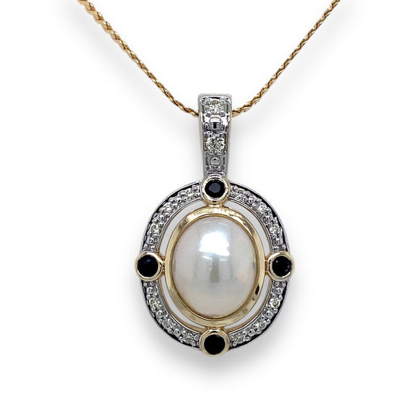 Mabe Pearl, Diamond and Sapphire Enhancer Pendant