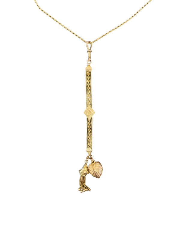 Gold Vintage Style Long Gold Pendant - Estate