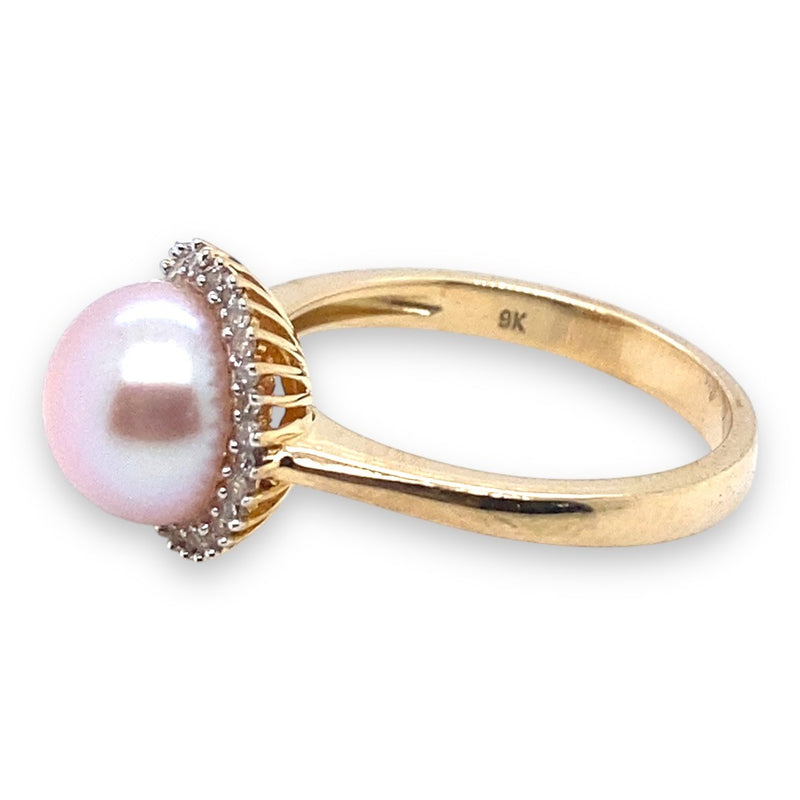 Pink Freshwater Pearl and Diamond Ring