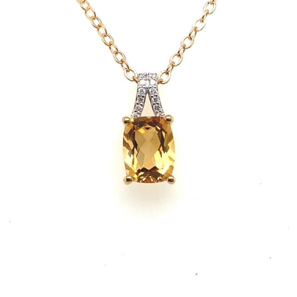 Rectangular Gemstone Pendant with Diamonds