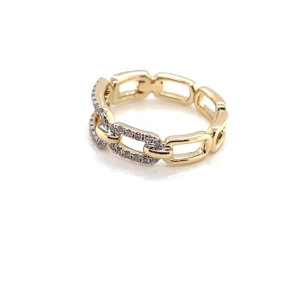 Chain Link Pave Diamond Ring