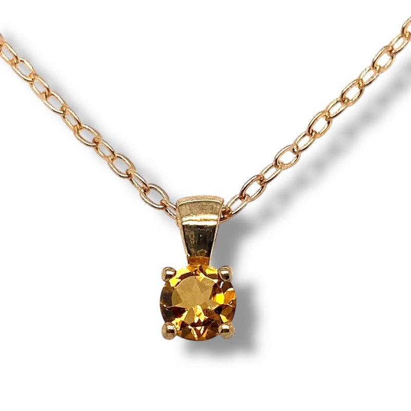 Yellow Gold Round Citrine Pendant