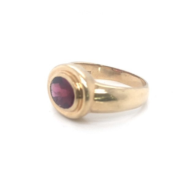 Bezel Set Ruby and Yellow Gold Ring - Estate