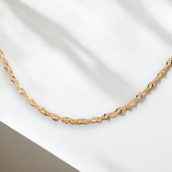 Yellow Gold Singapore Twist Chain - 45cm