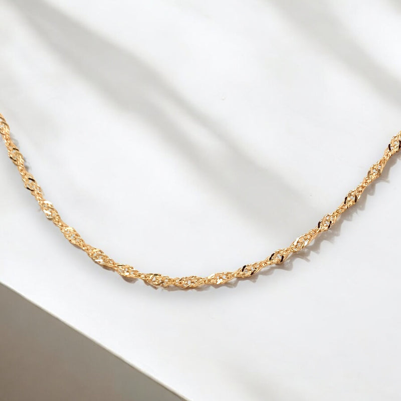 Yellow Gold Singapore Twist Chain - 45cm