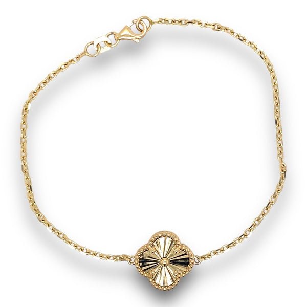 Yellow Gold Faceted Clover Bracelet