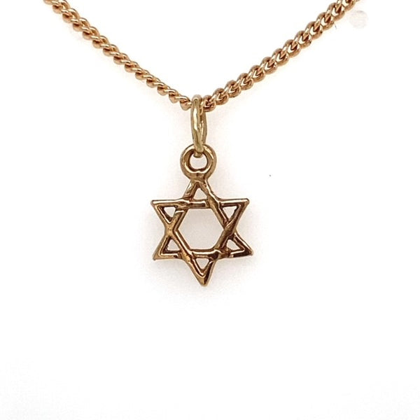 Yellow Gold Small Open Star of David Pendant