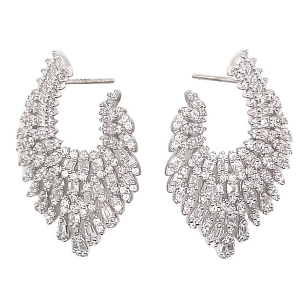 Dazzling Cluster Drop Angel Wing Earrings