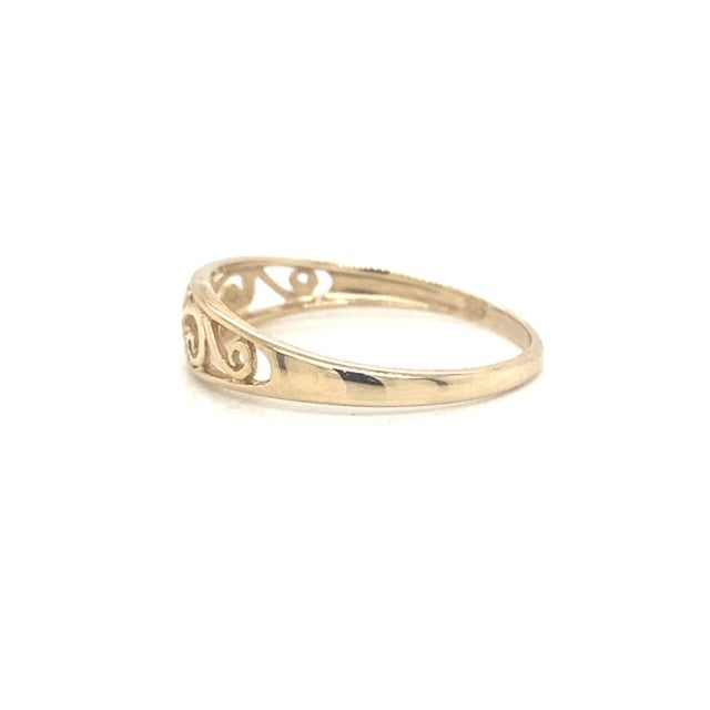Swirling Heart Gold Trinket Ring