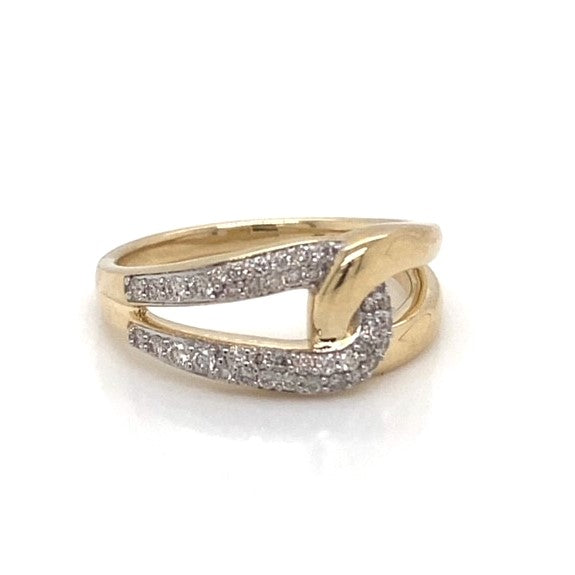 Yellow Gold and Diamond Interlocking Ring