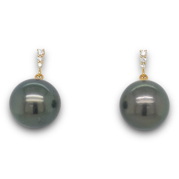 Tahitian Pearl with Diamond Ear Posts