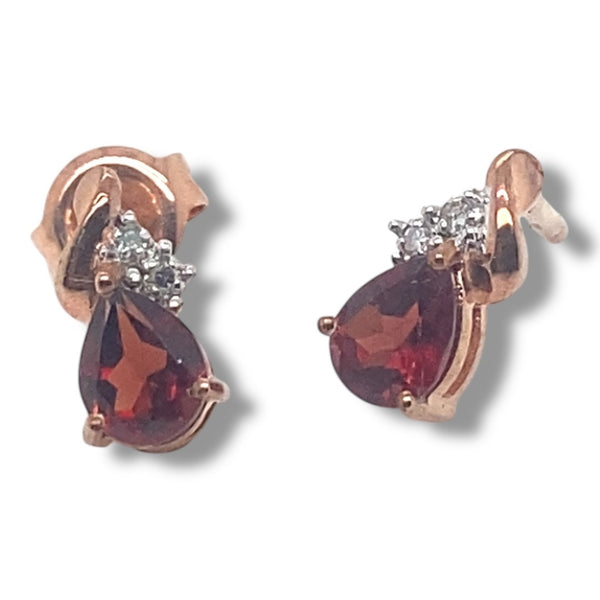 Teardrop Garnet and Diamond Earrings