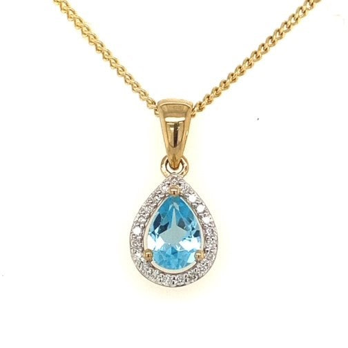 Teardrop Gemstone Pendant with Diamonds