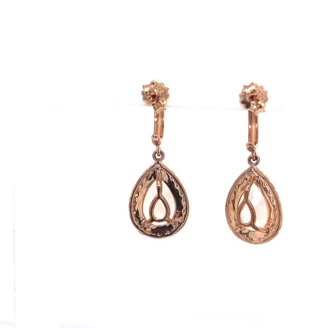 Morganite and Diamond Pear Shaped Earrings