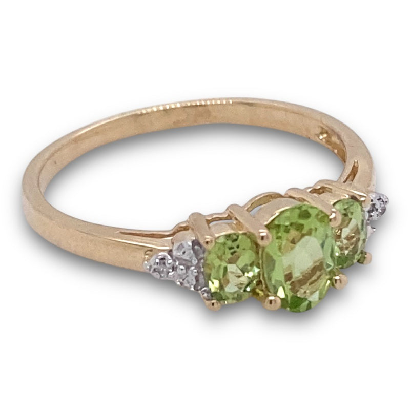 Petite Trilogy Peridot and Diamond Ring